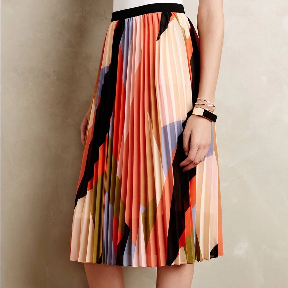 Anthropologie HD in Paris Pleated Colorblock Skirt